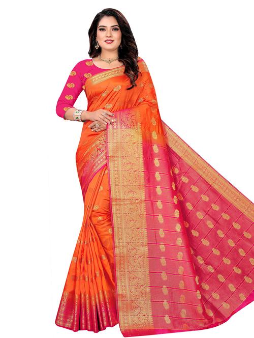 self design zari work woven saree with blouse - 19129094 - Very Small Image - 1