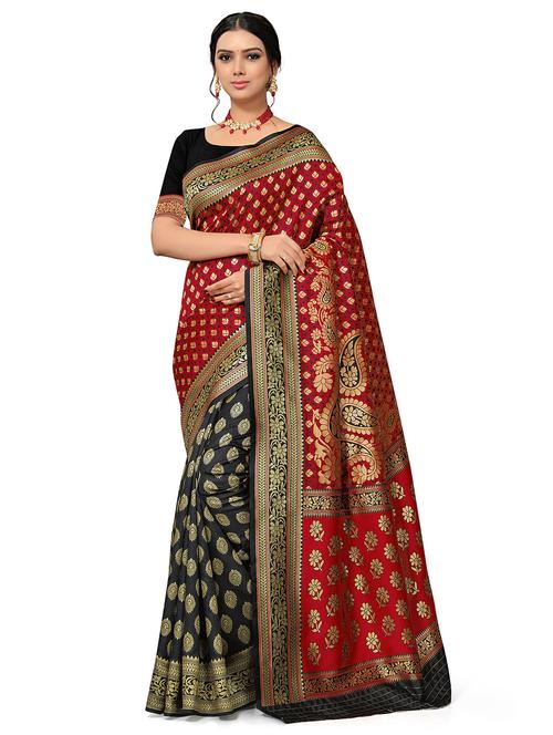 self design zari work woven saree with blouse - 19129115 - Very Small Image - 1