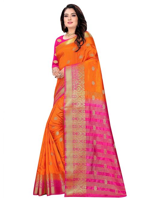 self design zari work woven saree with blouse - 19129182 - Very Small Image - 1