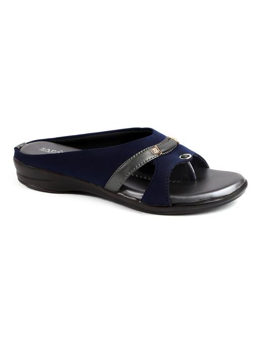 navy blue solid slip on sandals - 19129340 - Very Small Image - 1