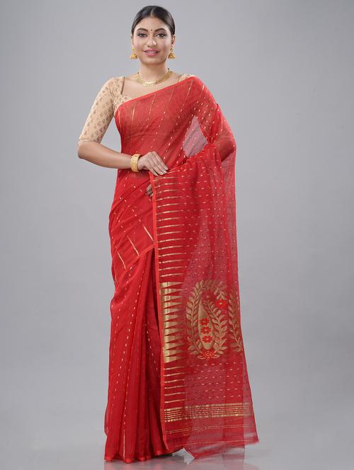 women's self design red colored saree - 19130175 - Very Small Image - 1