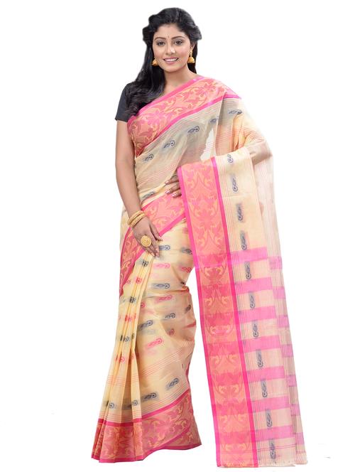 women's self design cream colored saree - 19130283 - Very Small Image - 1