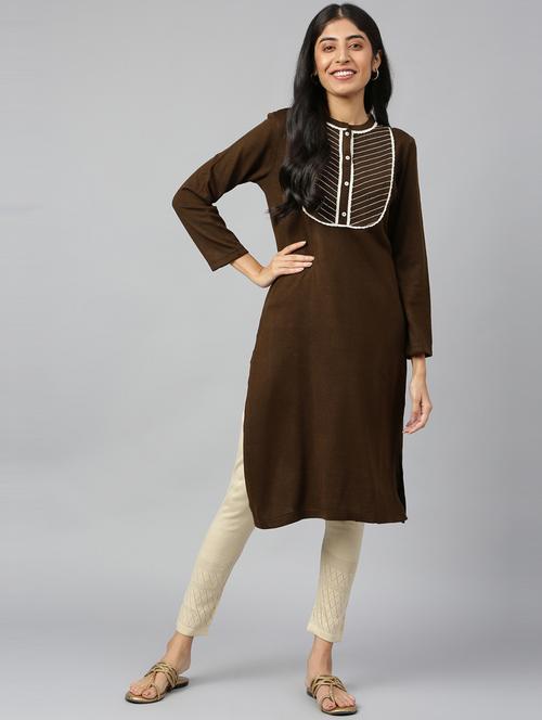 women's straight kurta - 19130366 - Very Small Image - 1