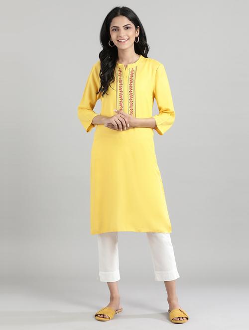 embroidered straight kurta - 19130450 - Very Small Image - 1