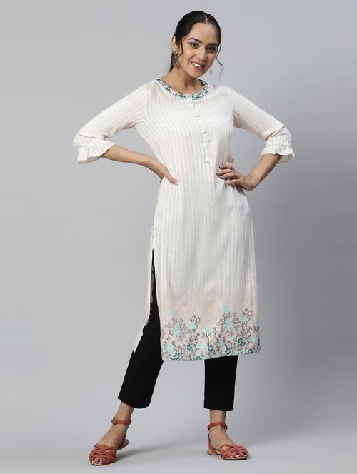 women's straight kurta - 19130580 - Very Small Image - 1