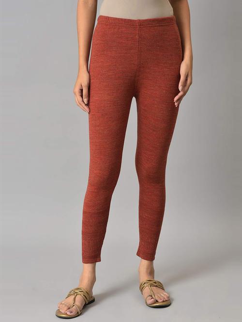 orange solid full length leggings - 19130704 - Very Small Image - 1