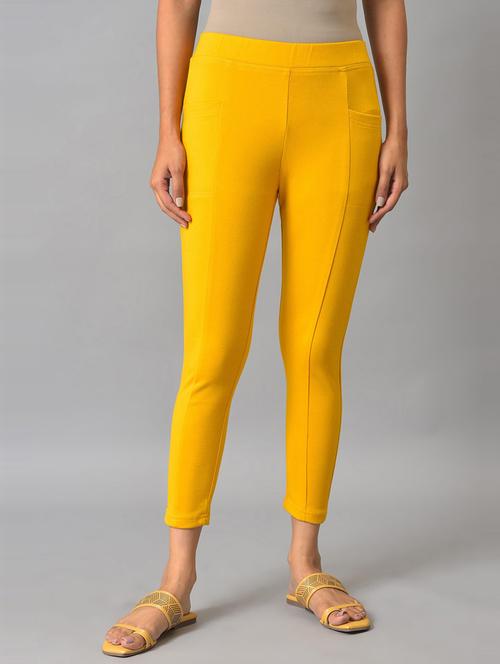 yellow solid full length jeggings - 19130713 - Very Small Image - 1