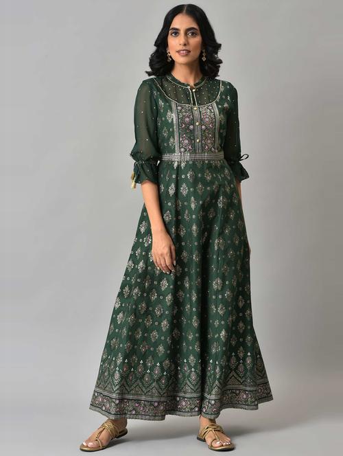 fit & flare ethnic dress - 19130760 - Very Small Image - 1
