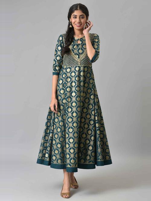 fit & flare ethnic dress - 19130762 - Very Small Image - 1