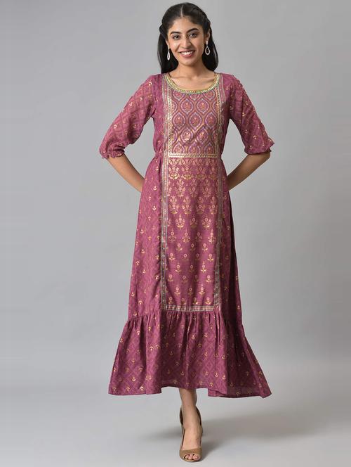 fit & flare ethnic dress - 19130769 - Very Small Image - 1