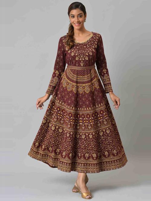 fit & flare ethnic dress - 19130771 - Very Small Image - 1