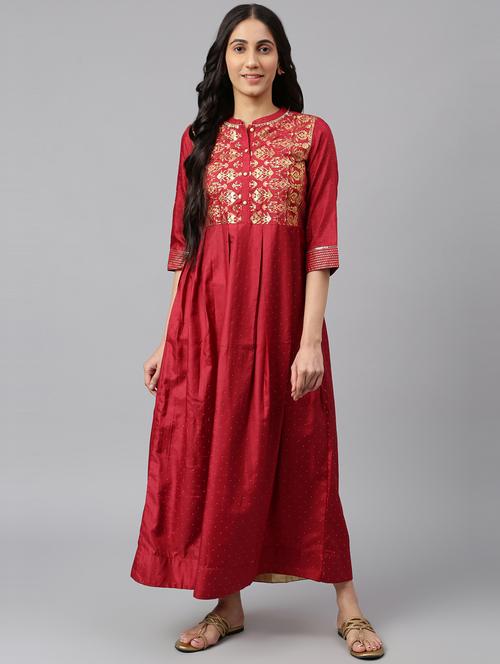 fit & flare ethnic dress - 19130779 - Very Small Image - 1