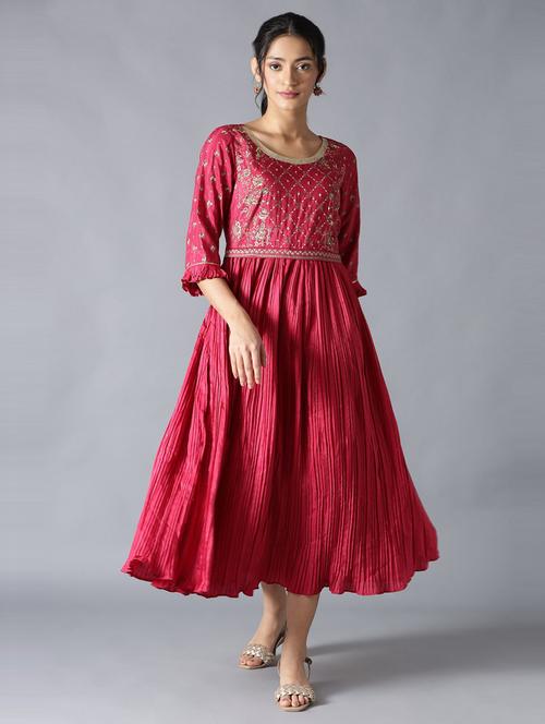 fit & flare ethnic dress - 19130787 - Very Small Image - 1