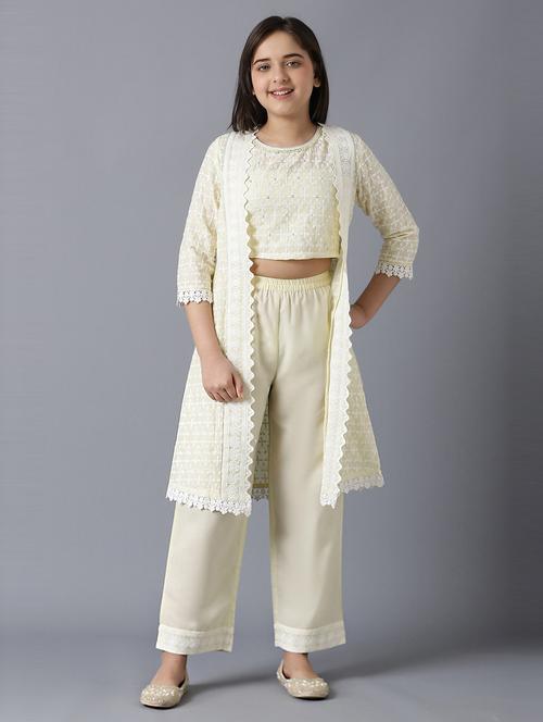 yellow cotton blend top pant set - 19131025 - Very Small Image - 1