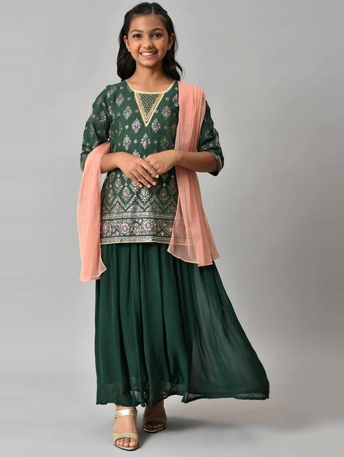 green embroidered suit set - 19131161 - Very Small Image - 1