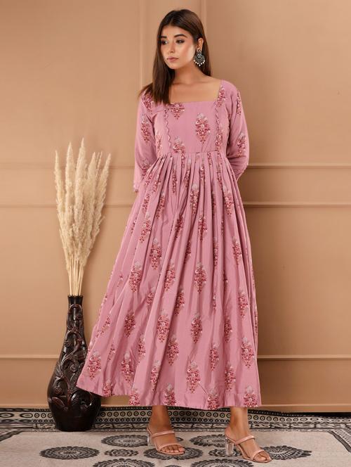 pink printed fit & flare gown - 19131274 - Very Small Image - 1
