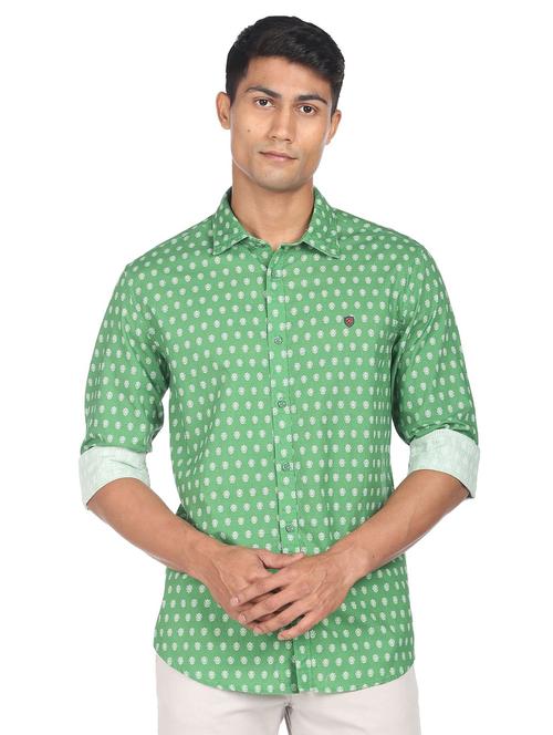 green paisley print cotton casual shirt - 19131593 - Very Small Image - 1