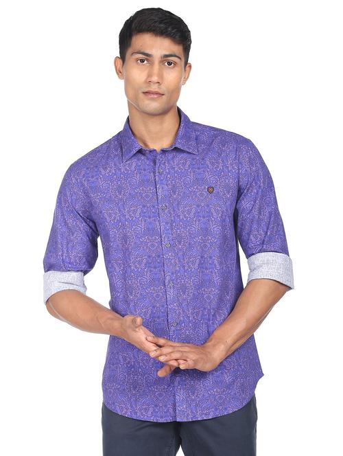 purple paisley print cotton casual shirt - 19131597 - Very Small Image - 1