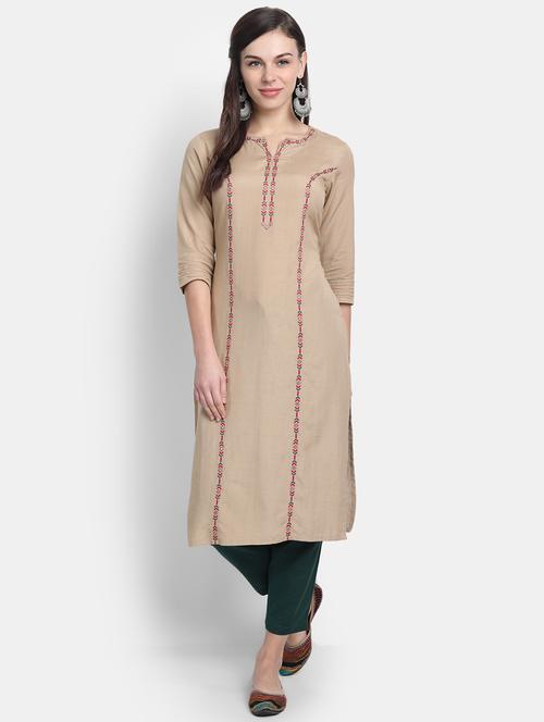 embroidered straight kurta - 19131944 - Very Small Image - 1
