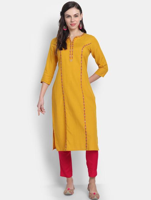 embroidered straight kurta - 19131945 - Very Small Image - 1