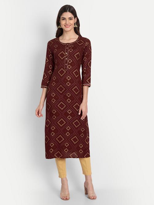 printed straight kurta - 19131960 - Very Small Image - 1