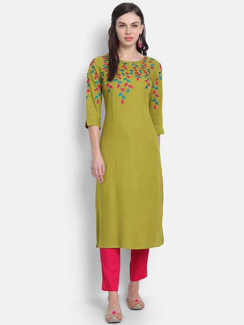 embroidered straight kurta - 19131983 - Very Small Image - 1