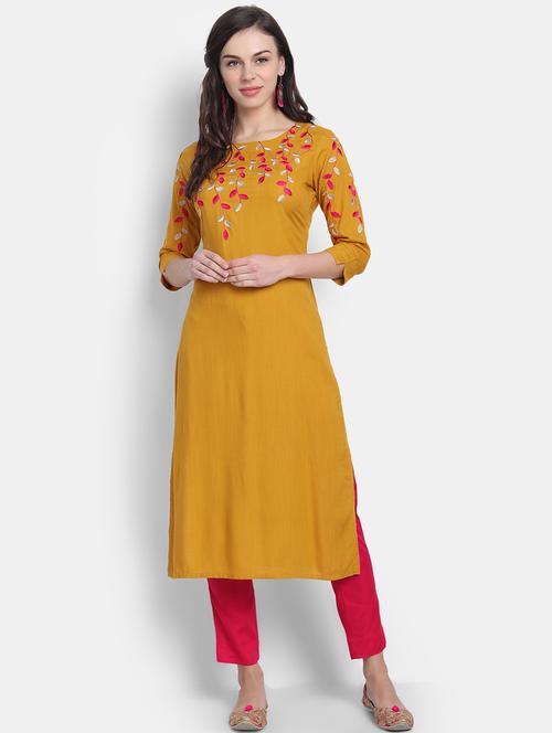 embroidered straight kurta - 19131984 - Very Small Image - 1
