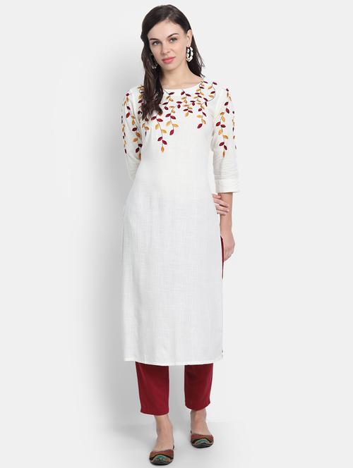 embroidered straight kurta - 19131985 - Very Small Image - 1