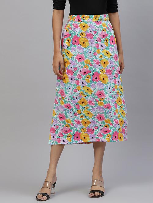high rise floral a-line skirt - 19133819 - Very Small Image - 1