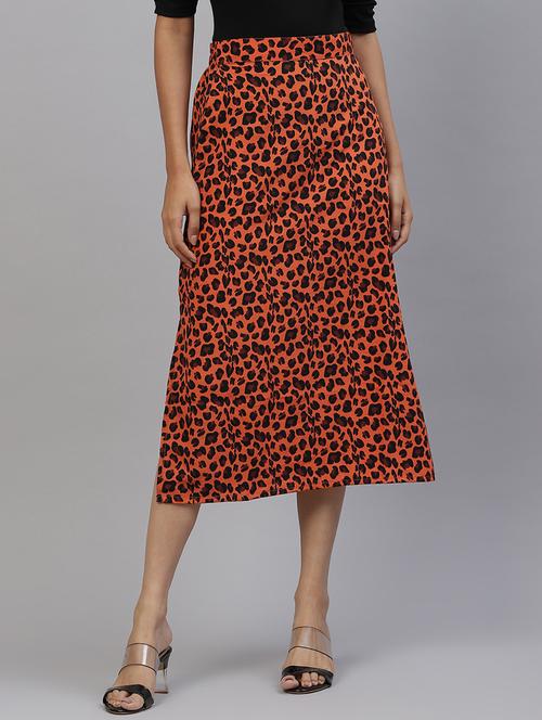 high rise animal print a-line skirt - 19133822 - Very Small Image - 1