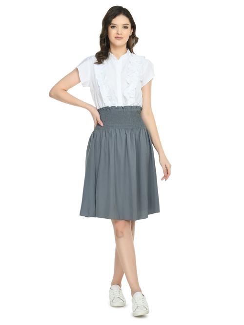 grey solid a-line dress - 19134049 - Very Small Image - 1