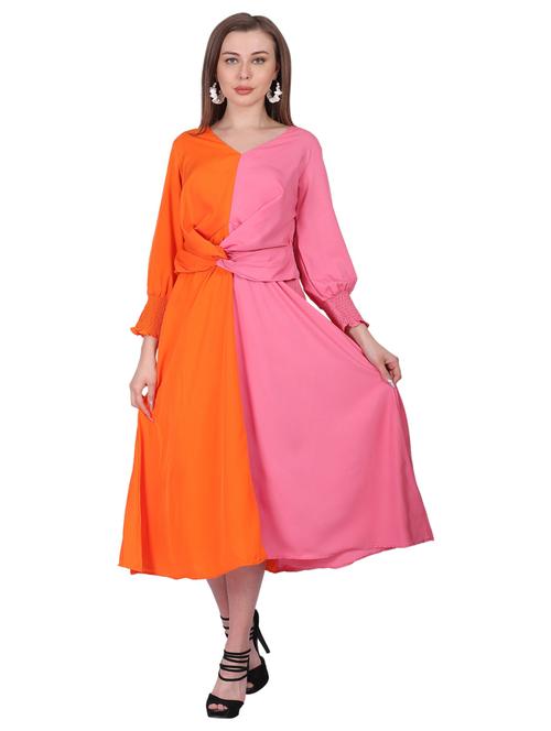 multi colored color blocked a-line dress - 19134057 - Very Small Image - 1