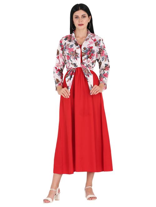 red solid a-line dress - 19134086 - Very Small Image - 1