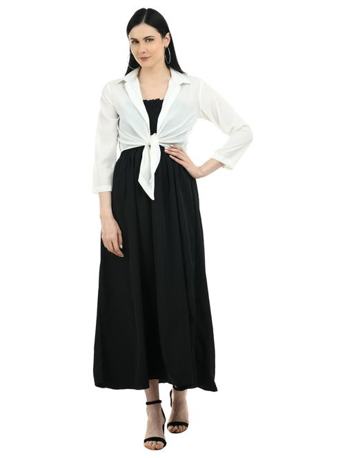 black solid a-line dress set - 19134092 - Very Small Image - 1