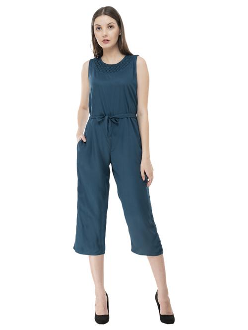 round neck rayon 3/4 jumpsuit - 19134210 - Very Small Image - 1