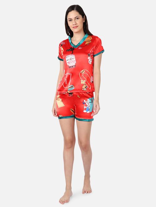 v-neck striped nightwear shorts set - 19136436 - Very Small Image - 1