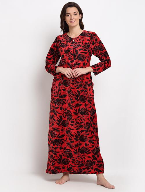 round neck printed nighty - 19136466 - Very Small Image - 1