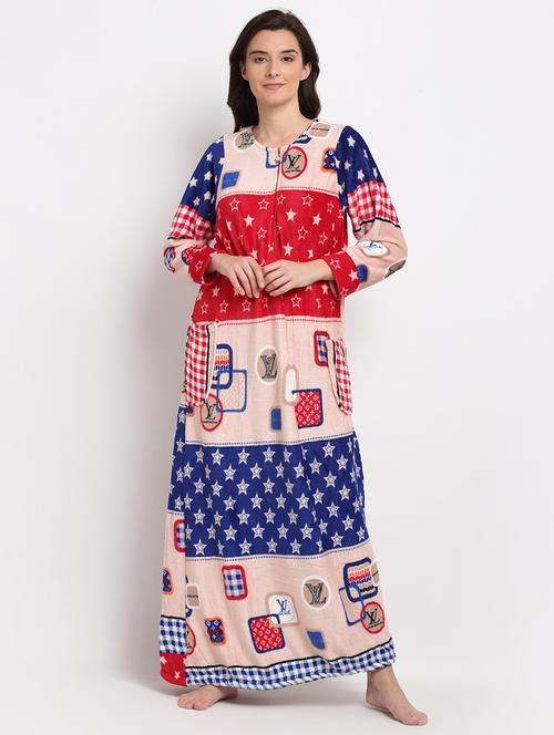 round neck printed nighty - 19136467 - Very Small Image - 1