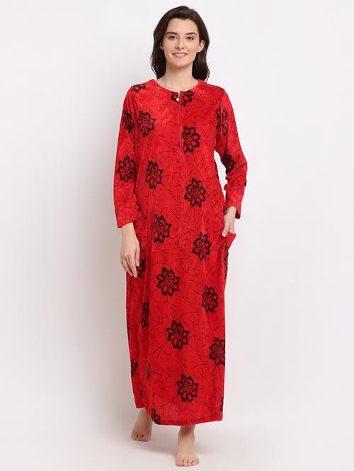 round neck printed nighty - 19136470 - Very Small Image - 1