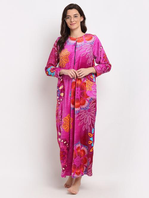 round neck printed nighty - 19136473 - Very Small Image - 1
