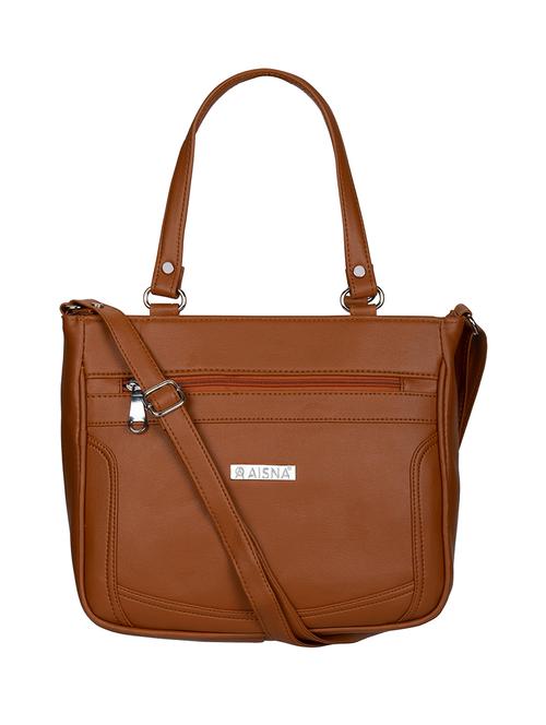 tan coloured leatherette regular sling bag - 19136762 - Very Small Image - 1