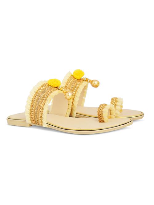 yellow colored slip on flat sandal - 19138584 - Very Small Image - 1
