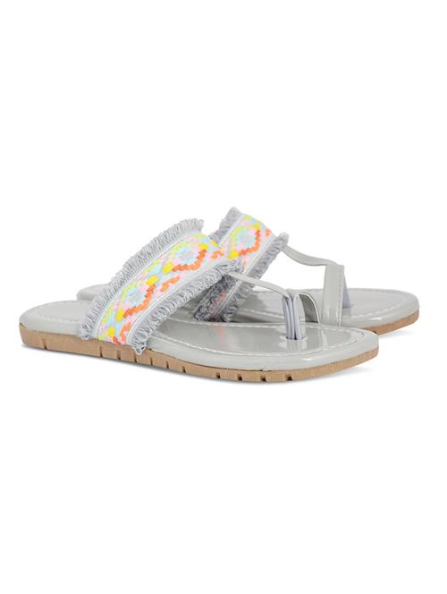 grey colored slip on flat sandal - 19138598 - Very Small Image - 1