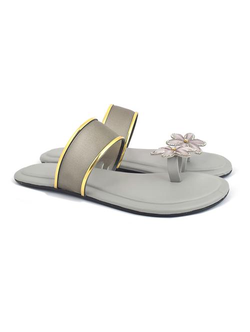 grey colored slip on flat sandal - 19138621 - Very Small Image - 1