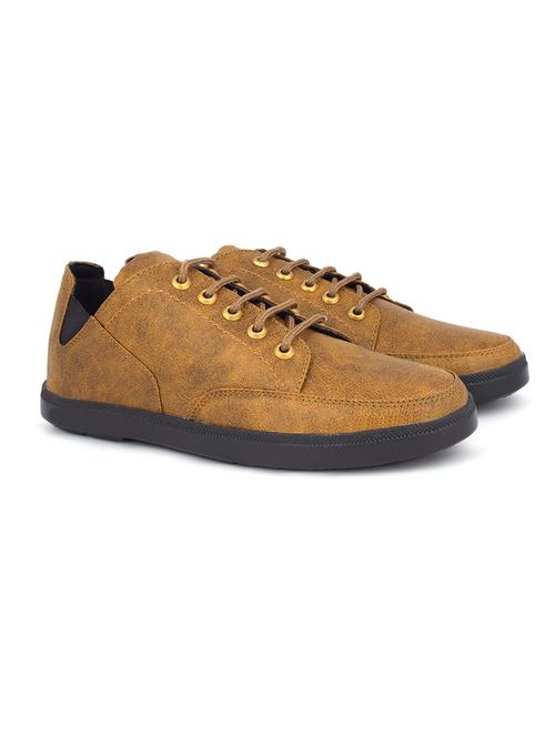 mens tan coloured lace up casual shoes - 19138718 - Very Small Image - 1