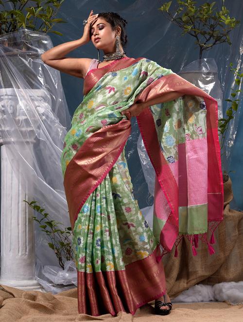 women's self design light green colored saree - 19139165 - Very Small Image - 1