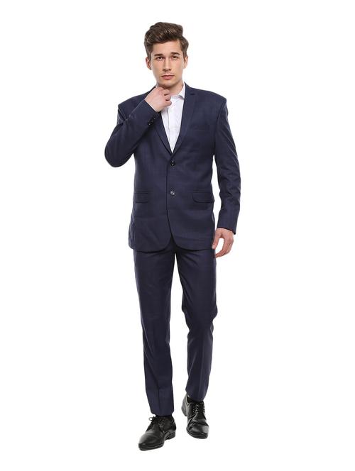 navy blue solid 3-piece suit set - 19141532 - Very Small Image - 1
