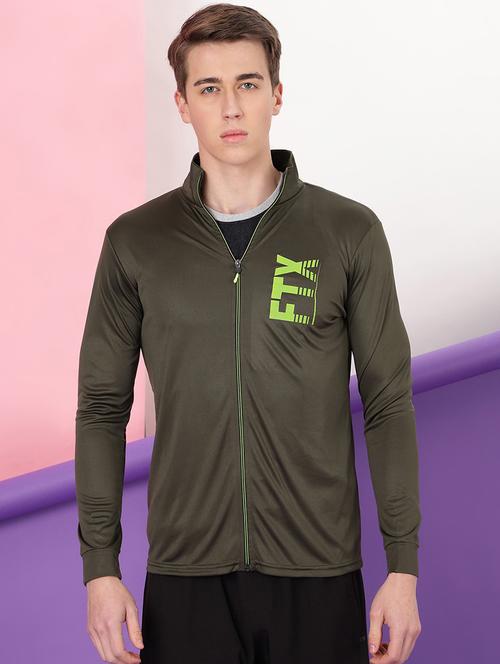 olive green solid casual jacket - 19142357 - Very Small Image - 1