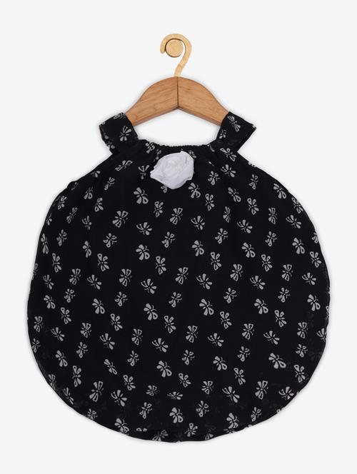 girls black floral frock - 19142514 - Very Small Image - 1
