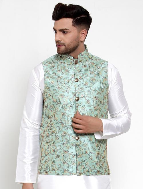 mandarin neck printed nehru jacket - 19142946 - Very Small Image - 1
